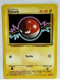 Pokemon TCG Voltorb Base Set, Unlimited Common Card 67/102 LP—NM Vintage - Image 1