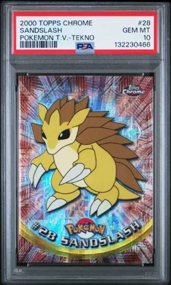 PSA 10 Sandslash Topps Tekno Pokemon Chrome #28 TV Animation Edition Card LP - Image 1
