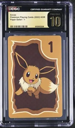 ✨ CGC 10 PRISTINE KOREAN POKEMON EEVEE 2022 PAPER SAFARI 1 PLAYING CARD - Image 1