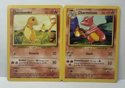 Charmander 46/102 & Charmeleon 24/102 - Base Set Pokemon Cards - LP/NM - Image 1