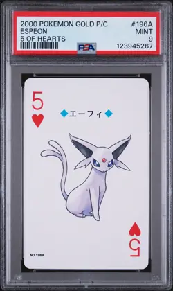 2000 POKEMON GOLD VERSION PLAYING CARDS 5 OF HEARTS #196A ESPEON PSA 9 - Image 1