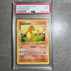 1999 Pokemon Charmander Base Set Shadowless Regular Card 46/102 PSA 9 Mint - Image 1