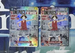 One Piece Monkey D. Luffy US Voyage College Basketball EXCLUSIVE Card x2 SEALED - Image 1