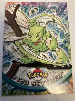 Scyther Topps Pokemon Trading Card #123 Blue Logo NEAR MINT - Image 1