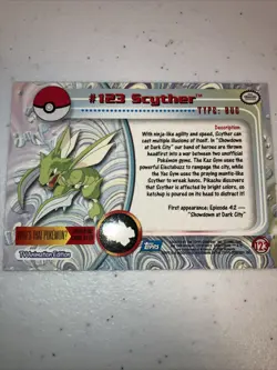 Scyther Topps Pokemon Trading Card #123 Blue Logo NEAR MINT - Image 3