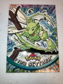 Scyther Topps Pokemon Trading Card #123 Blue Logo NEAR MINT - Image 4