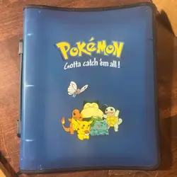 VTG 1999 Pokemon TCG 3 Ring Zipper Card Binder Blue Gotta Catch Em All USED - Image 1