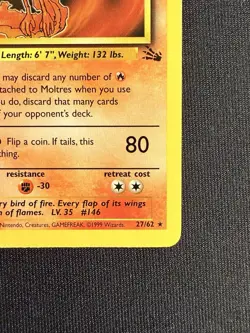 Pokemon 1st Edition Fossil - Moltres Non-holo 27/62 - First Edition - Image 4