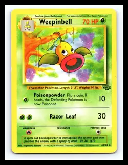 💥 Weepinbell 48/64 Fossil Non Holo Foil Pokemon 1999 Vintage Card - Image 1
