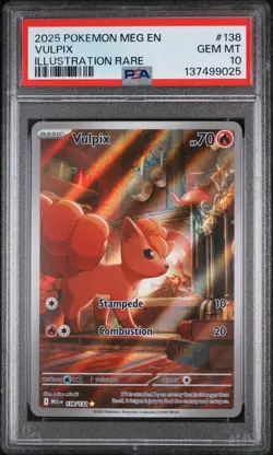 2025 Pokemon Mega Evolution Base #138 Illustration Rare Vulpix PSA 10 Gem Mint - Image 1