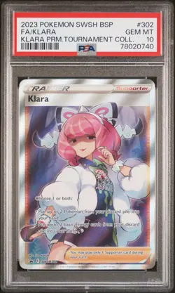 2023 Pokemon SWSH Black Star Promo Premium #302 Full Art Klara PSA 10 Gem Mint - Image 1