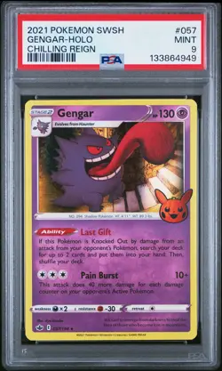 2021 POKEMON SWORD & SHIELD CHILLING REIGN #057 GENGAR-HOLO PSA 9 - Image 1