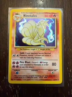 Pokemon TCG Ninetales Holo Rare Unlimited 12/102 Base Set LP Bill - Image 1