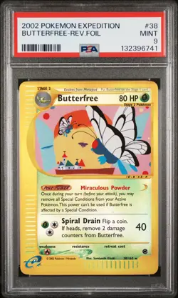 2002 POKEMON EXPEDITION #38 BUTTERFREE-REVERSE FOIL PSA 9 - Image 1