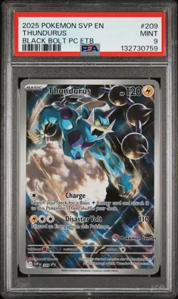 2025 POKEMON SVP BLACK BOLT POKEMON CENTER ETB PROMO #209 THUNDURUS PSA 9 - Image 1