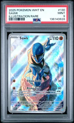 2025 POKEMON WHT EN-WHITE FLARE ILLUSTRATION RARE #130 SAWK PSA 9 - Image 1