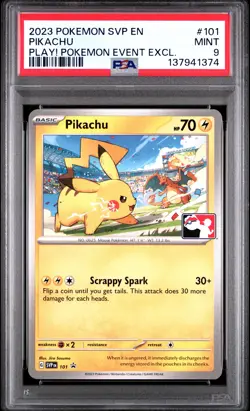2023 POKEMON SVP EN-SV BLACK STAR PROMO #101 PIKACHU PSA 9 - Image 1