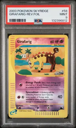 2003 POKEMON SKYRIDGE #58 GIRAFARIG-REVERSE FOIL PSA 9 - Image 1