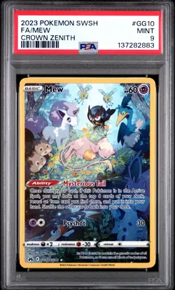 2023 POKEMON SWORD & SHIELD CROWN ZENITH #GG10 FULL ART/MEW PSA 9 - Image 1