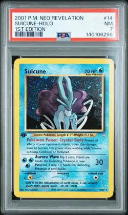 2001 POKEMON NEO REVELATION 1ST EDITION #14 SUICUNE-HOLO PSA 7 - Image 1