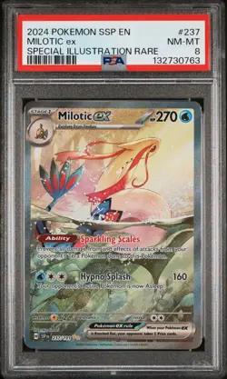 2024 POKEMON SSP EN-SURGING SPARKS SPECIAL ILLUSTRATION RARE MILOTIC EX PSA 8 - Image 1