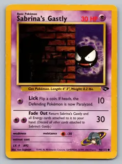 Pokemon TCG Gym Challenge Sabrina's Gastly (96) 096/132 - Image 1