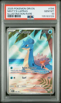 2025 POKEMON DRI EN-DESTINED RIVALS ILLUSTRATION RARE #194 MISTY'S LAPRAS PSA 10 - Image 1