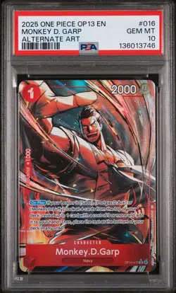 2025 ONE PIECE OP13-CARRYING ON HIS WILL ALTERNATE ART MONKEY D. GARP PSA 10 - Image 1