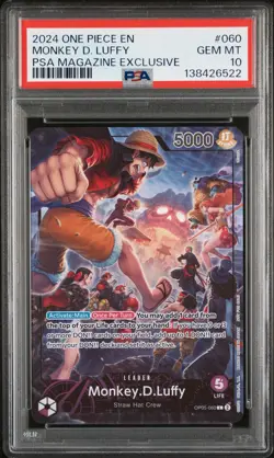 2024 ONE PIECE PROMOS PSA MAGAZINE EXCLUSIVE #060 MONKEY D. LUFFY PSA 10 - Image 1