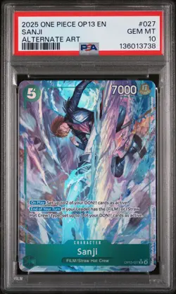 2025 ONE PIECE OP13-CARRYING ON HIS WILL ALTERNATE ART #027 SANJI PSA 10 - Image 1
