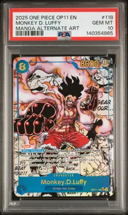 2025 ONE PIECE A FIST OF DIVINE SPEED MANGA ALT ART MONKEY D. LUFFY PSA 10 - Image 1