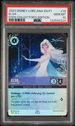 2023 DISNEY LORCANA EN P1-PROMO DISNEY100 COLLECTOR #19 ELSA - GLOVES OFF PSA 10 - Image 1