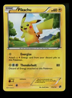 Pikachu 115/114 Black & White 2011 Secret Rare Holo Pokemon Card TCG - Image 1