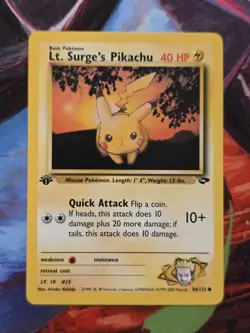 Lt. Surge’s Pikachu 84/132 Gym Challenge 1st Edition Commom Pokemon Card - Image 1