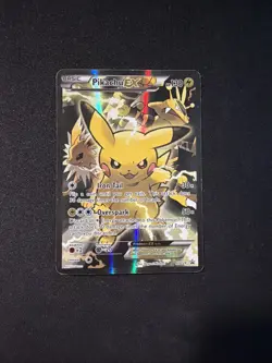 Pokemon TCG: PIKACHU EX- XY124 Promo Card DAMAGED - Played +Small Crease - Image 1