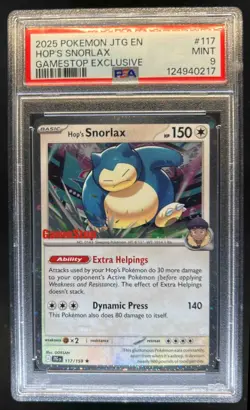 2025 Pokemon Journey Together Hop's Snorlax Promo Cards Gamestop #117/159 PSA 9 - Image 1
