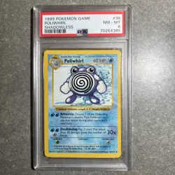 Poliwhirl 38/102 1st Edition Shadowless Pokemon Card Base Set 1999 PSA 8 NM-MT - Image 1