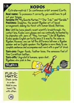 Kudos S38 | The Simpsons 1993 Skybox Series 2 | Trading Card - Image 2