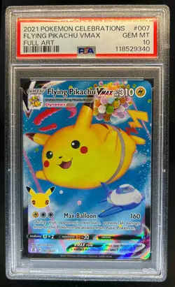 2021 Pokemon SWSH Celebrations Flying Pikachu VM #007/025 PSA 10 - Image 1