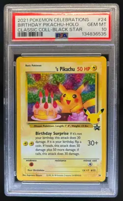 2021 Pokemon SWSH Celebrations Pikachu Classic Collection #24 PSA 10 - Image 1