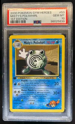 2000 Pokemon Gym Heroes 1st Edition Misty's Poliwhirl #53/132 PSA 10 - Image 1