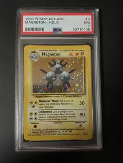 PSA 7 Near Mint Magneton Holo 9/102 Ultra Rare Base Set WOTC 1999 Pokemon Card - Image 1