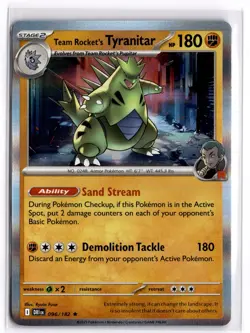 Pokemon TCG Team Rocket's Tyranitar 096/182 Sv10: Destined Rivals Holo - Image 1