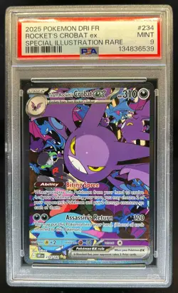 2025 Pokemon SV Destined Rivals Team Rocket's Crobat ex #234/182 PSA 9 - Image 1