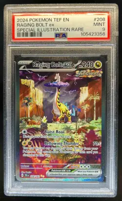 2024 Pokemon SV Temporal Forces TEF EN Raging Bolt ex #208/162 PSA 9 - Image 1