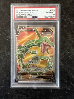 Pokemon 2021 Sword & Shield Evolving Skies #193 Full Art Rayquaza v PSA 10 - Image 1