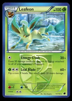 Pokemon Leafeon 11/116 Black & White Plasma Freeze Non Holo Rare Near Mint - Image 1