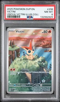 Victini 208 Illustration Rare Pokemon Unova Illustation Collection PSA 8! - Image 1