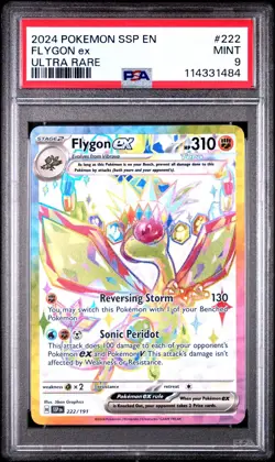 2024 Pokemon Surging Sparks SSP En Flygon Ex Ultra Rare #222 PSA 9 Mint - Image 1
