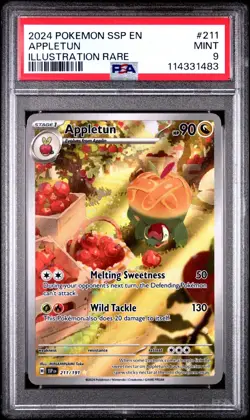 2024 Pokemon Surging Sparks SSP En Appletun Illustration Rare #211 PSA 9 Mint - Image 1